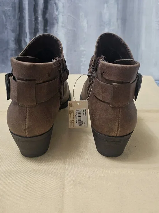 NWT Forever 21 Braided Wrap Ankle Booties | Brown Faux Leather | Women's Size 6 - Picture 4 of 5
